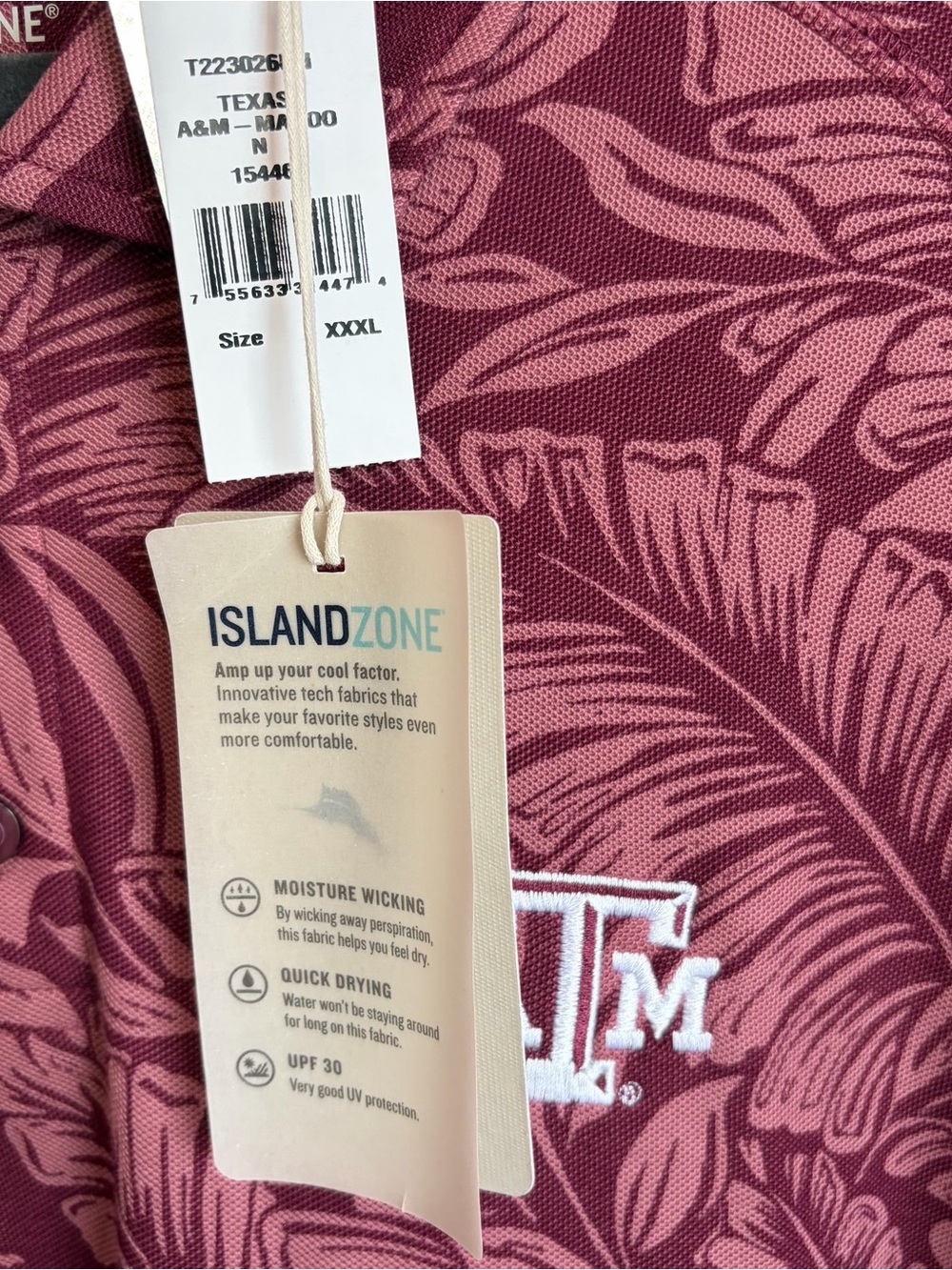 Texas A&M Aggies Tommy Bahama IslandZone Palm Print Polo Shirt - Men’s 3XL NWT - Picture 2 of 4